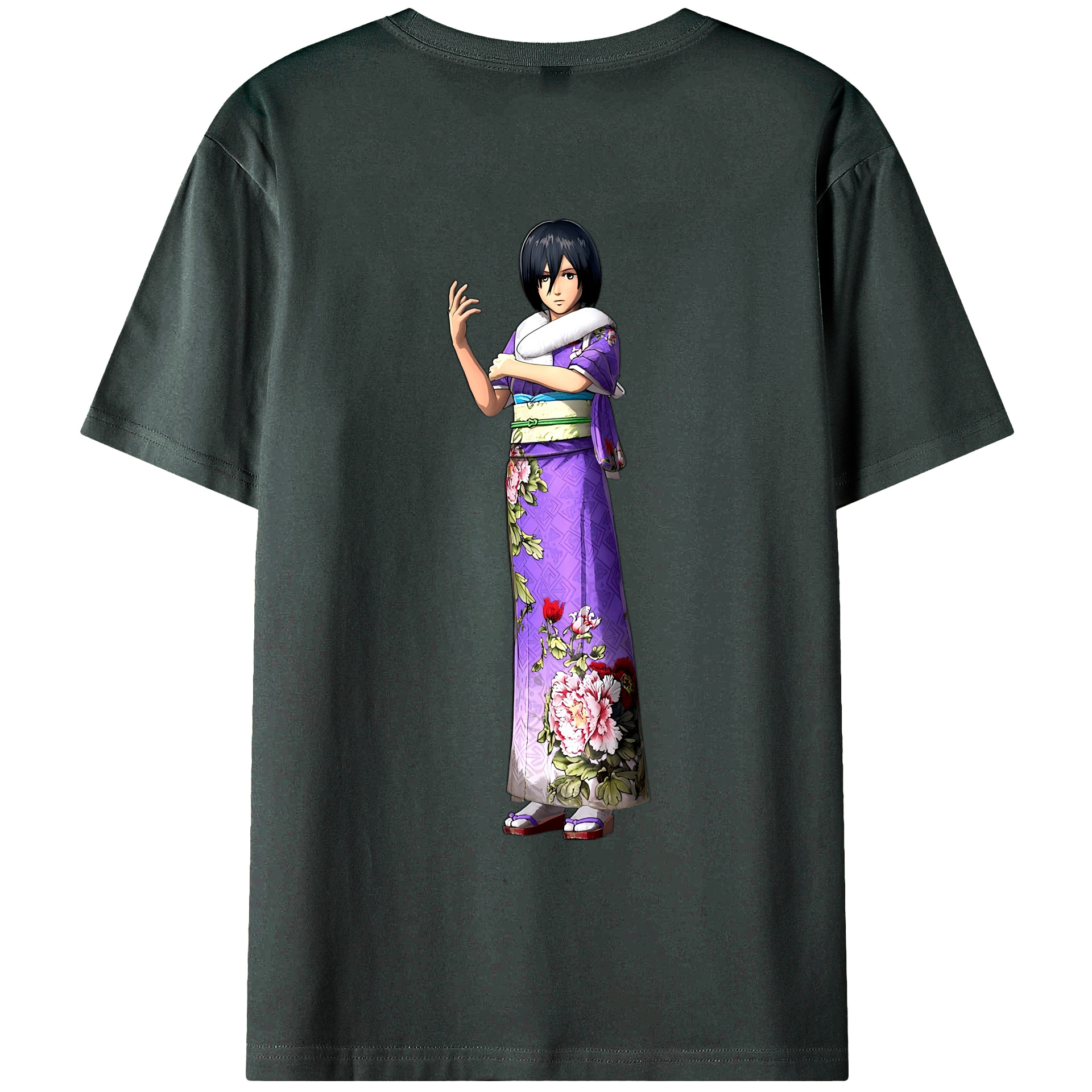（画像用） 進撃の巨人 ミカサ·アッカーマン Attack on Titan Mikasa Ackerman 綿100％ メンズ半袖Tシャツ（バックプリント） 通気性